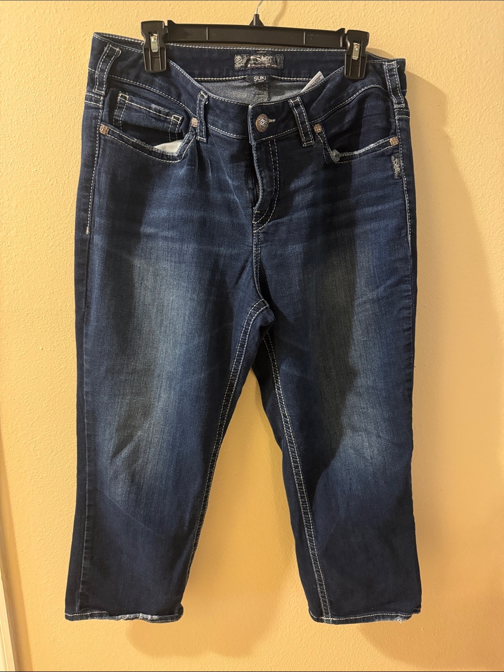 Silver Jeans Dark Blue Cropped Stretch Denim